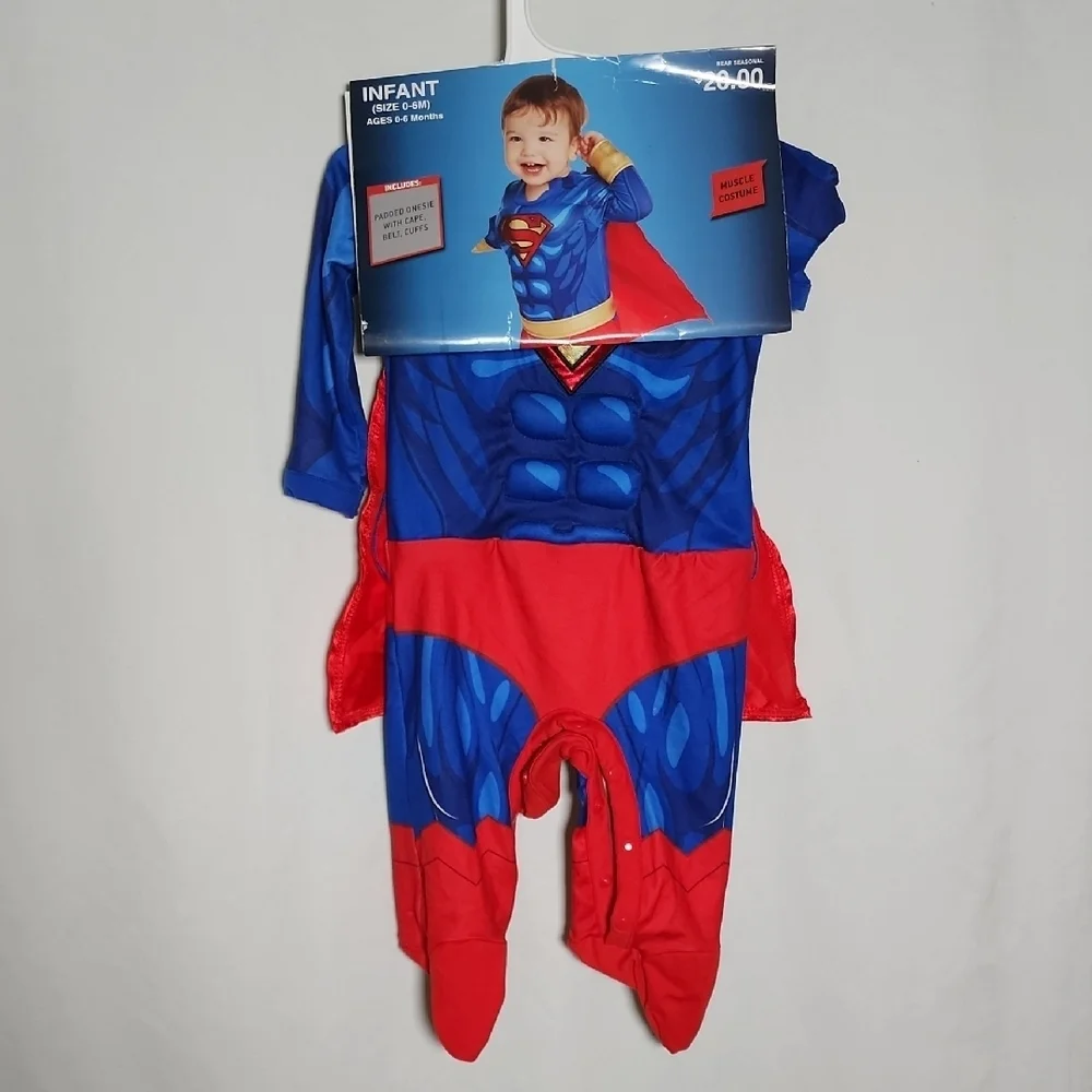 Infant Hero Costume with Cape - Blue, Red, and Gold